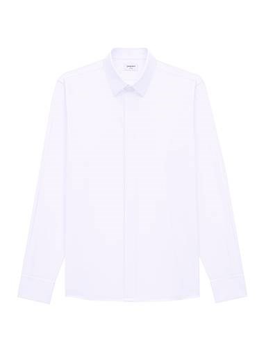 Приталенная рубашка Saint Laurent из сертифицированного хлопкового поплина с воротником Yves 11029332