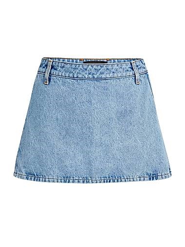 Ser.O.Ya Мини-юбка из денима Kail с низкой посадкой и петлями для ремня, 100% хлопок, рост модели 5',10',',, размер S 11018916