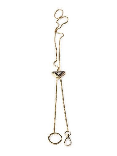 Prada Брелок из стали и латуни с эмалевым треугольным логотипом 11020213
