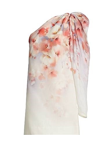 Мини-платье Crush асимметричного кроя из льна и шёлка с цветочным принтом и длинными рукавами от Zimmermann 11021722