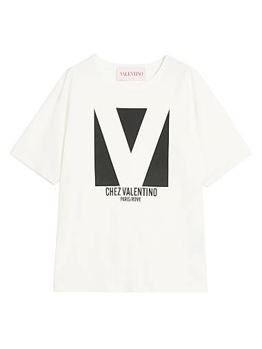 Valentino Garavani Футболка из хлопкового джерси с принтом Chez Valentino, 100% хлопок, сделано в Италии 11025481