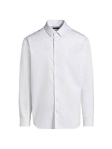 Мужская рубашка Giorgio Armani из качественного итальянского хлопка с длинными рукавами и защипами 11030166