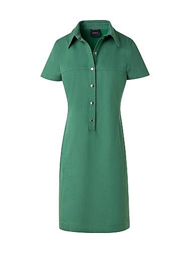 Мини-платье из стрейч-денима Akris с расклешенным воротником и короткими рукавами 11012985