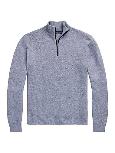 Пуловер с кашемировым полувером и замшевой отделкой от Ralph Lauren, 100% кашемир, сделано в Италии 11009149