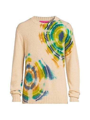 The Elder Statesman Свитер Geode Racing с круглым вырезом, из итальянского кашемира, с длинными рукавами, расслабленный крой 11030404