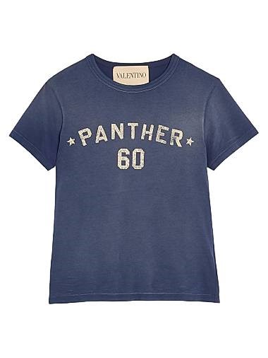 Valentino Garavani Футболка из хлопка Valentino с принтом и вышитой нашивкой Chez Valentino, Италия 11012435