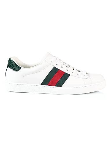 Кожаные кроссовки Gucci New Ace с тиснением под крокодила на пятке и резиновой подошвой 11016698