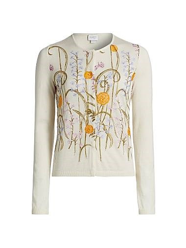 Кашемирово-шелковый кардиган Giambattista Valli с вышивкой цветочного узора, 70% кашемир / 30% шелк 11022316