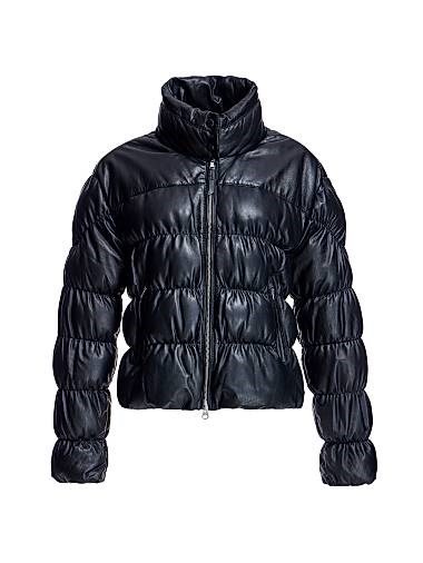 Кожаная куртка Maximilian с горизонтальными рюшами из 100% овечьей кожи, длинные рукава, Италия 11023152