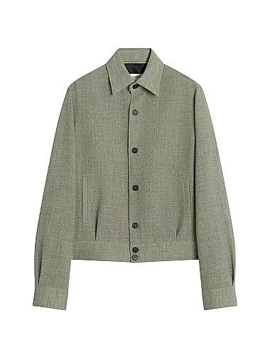 Унисекс короткая шерстяная overshirt Lanvin с воротником стойкой и подкладкой Bemberg, Италия 11014959