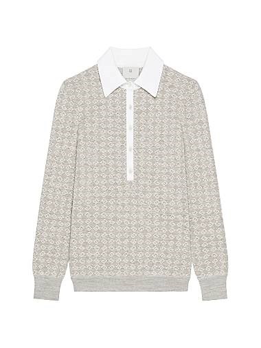 Поло Givenchy из джаккарда Monogram с длинными рукавами и приталенным кроем из 57% шерсти, произведено в Италии 11026830