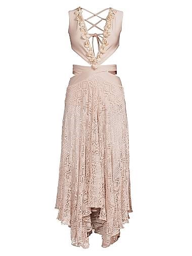 Макси-платье PatBO без рукавов с глубоким вырезом и отделкой ракушками, 93% полиамид, 7% эластан 11030181