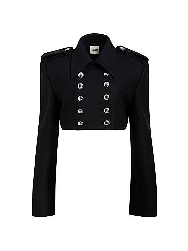 Короткая шерстяная куртка Khaite Leara с длинными рукавами и воротником, 75% шерсти 11017300