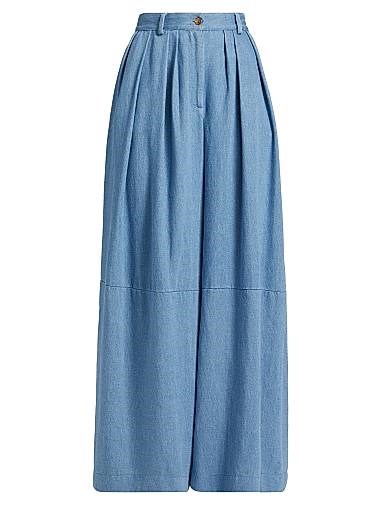 Джинсовые расклешенные брюки Stona от anOnlyChild с карманами и застежкой-молнией 11028223