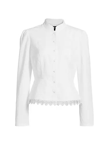 Блуза If Only Studio с кружевной отделкой и застежкой на пуговицы, длинными рукавами и стильным воротником-стойкой 10041978