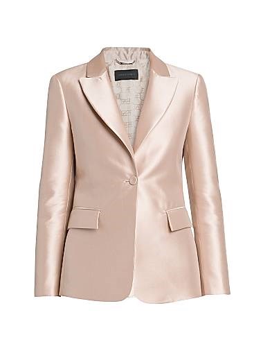 Однобортный жакет из сатинового микаду Alberta Ferretti с открытыми лацканами и карманами, Италия 11021529