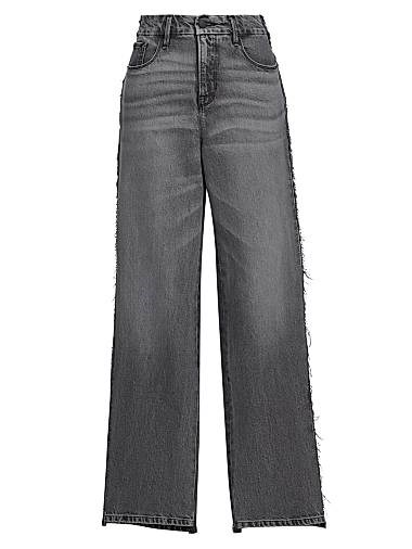 Джинсы средней посадки Good 90s Straight из денима с пятью карманами и потертостями, производство Good American 11022442