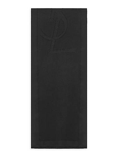 Saint Laurent Кашемировый шарф с большим кашетным жаккардом Cassandre, с обрезанными краями, размеры 35 x 190 см 11018154