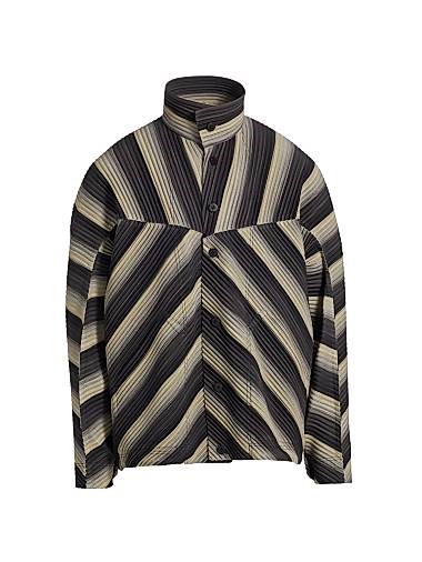 Оверсайз куртка с плиссировкой и полосатым узором от Homme Plisse Issey Miyake, 100% полиэстер 11014263