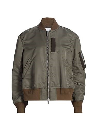 Бомбер Sacai из твила с карманами и бейсбольным воротником, 100% нейлон 11009277