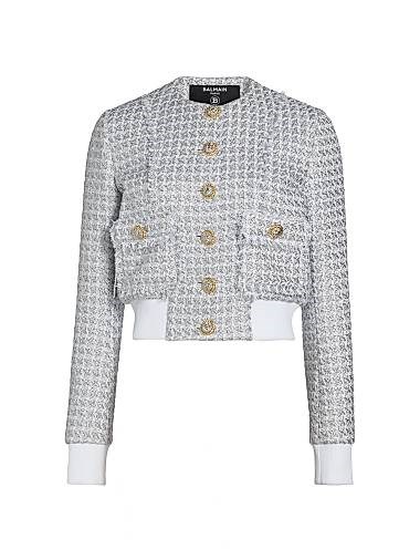 Balmain Buttoned Tweed Blouson Jacket 11013241