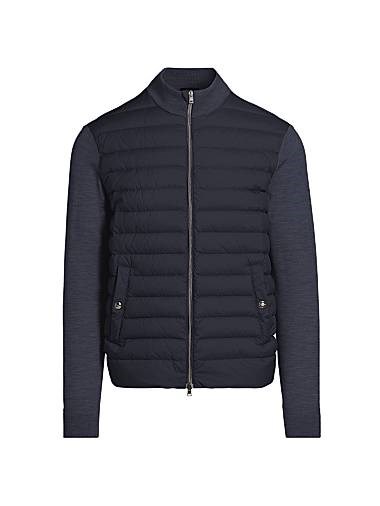 Бомбер Herno из дождевика и шелка с наполнителем из пера и утиного пуха, с воротником-стойкой и длинными рукавами 11027760