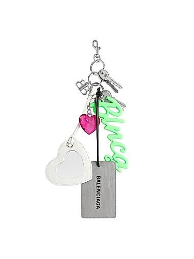 Balenciaga Ключница Aki Charm из телячьей кожи с латунными подвесками, размер 23 x 9 x 1,5 см 11008768