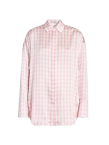 Оверсайз рубашка в клетку Loewe из итальянского шелка с длинными рукавами и отложным воротником 11023850