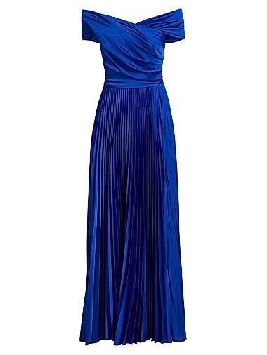 Шелковое платье с драпировкой от плеч, мелкими складками и пуговицей на спине от Talbot Runhof, Португалия 11026713