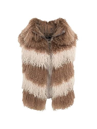 Gorski Безрукавный жилет из монгольского меха с нейлоновыми вставками и застежкой-молнией, боковые карманы 11020285