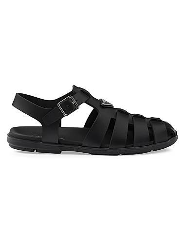 Прочные резиновые сандалии Prada Fisherman с кожаной стелькой и эмалированным металлическим логотипом 11025658