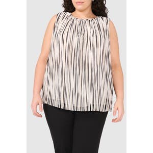 Блуза Halogen® без рукавов с вертикальными складками и полосками, 100% полиэстер 10042864