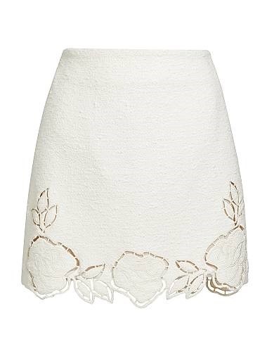 Твидовая мини-юбка с цветочной вышивкой Oscar de la Renta, 64% хлопок, 27% шерсть, 9% нейлон, подкладка 100% шелк 11026510
