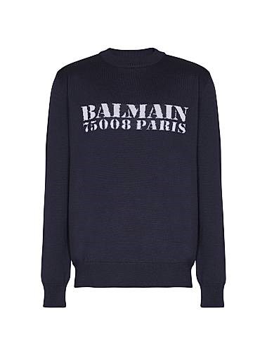 Мериносовый свитер Balmain с логотипом, длинными рукавами, производство Италия 11009248