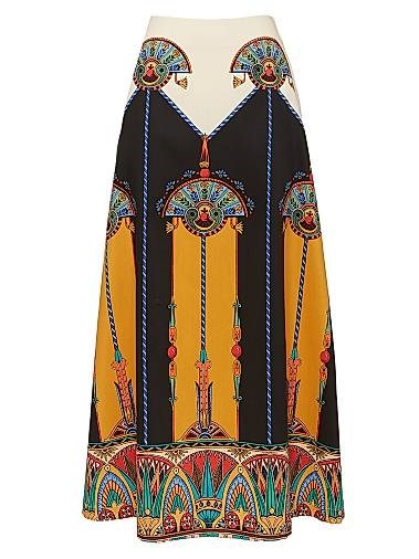 Длинная юбка A с завышенной талией, карманами и асванским принтом от La Double J, 76% шерсти, Италия 11025313