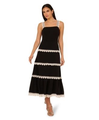 Женское летнее миди-платье без рукавов Adrianna с квадратным вырезом и кружевной отделкой 11022219