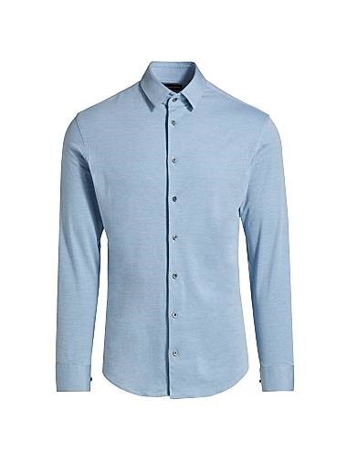 Хлопковая джерси рубашка с застежкой на пуговицах и длинными рукавами от Giorgio Armani, Италия. 11030219