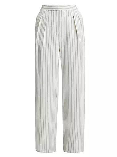 Узкие брюки Ayla от LOULOU DE SAISON с классическим кроем из вискозы и льна, с карманами и защипами 11025240