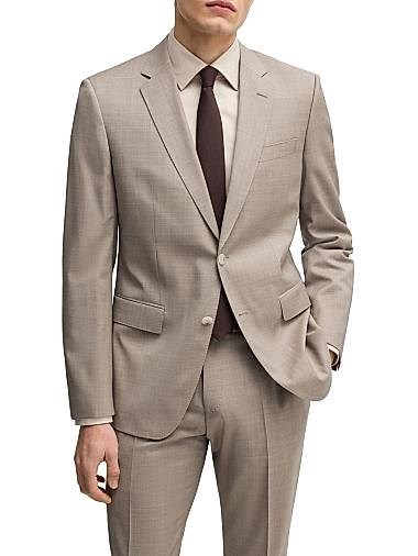 Слим-фит костюм из virgin wool Boss с двумя пуговицами, боковым шлицем и карманами на клапанах 11012737