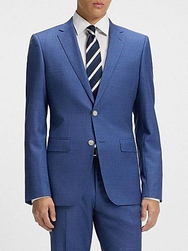 Пиджак слим-фит из чистой шерсти в микропаттерне от Boss, с двумя пуговицами, карманами с клапанами и боковыми шлицами 11012893