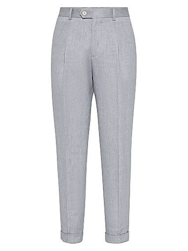 Льняные джинсы свободного кроя со складками от Brunello Cucinelli, 100% лен, Италия 11029855