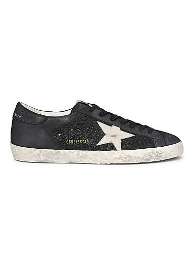 Кожаные кроссовки Golden Goose Super Star с кристаллами и подошвой высотой 35 мм 11014768