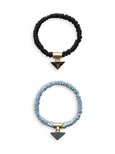 Prada Гипоаллергенные эластичные пяточные резинки из сатинового крепа с логотипом треугольника 11011357