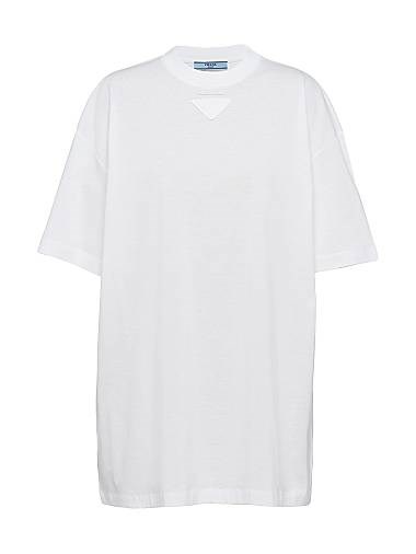Футболка Prada из джерси с Oversized кроем и треугольной нашивкой логотипа 11011535