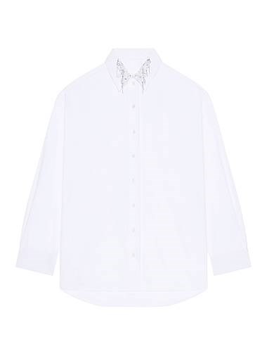 Удлиненный хлопковый лонгслив Givenchy с кристаллами и жемчугом, произведенный в Италии 11026745