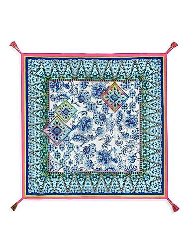 Johnny Was Шёлковый шарф Elaine с цветочным принтом и геометрической каймой, 112 см x 112 см 11011518