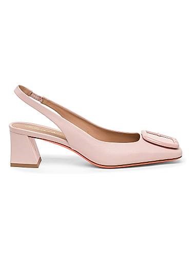 Желтые кожаные туфли на каблуке Santoni 50MM с квадратным носком и классическим дизайном 11026093