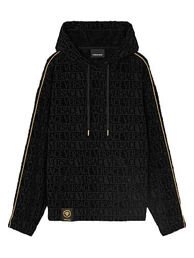 Худи Versace из мягкого хлопкового терри с логотипом, золотистыми деталями и карманом-кенгуру 11012906