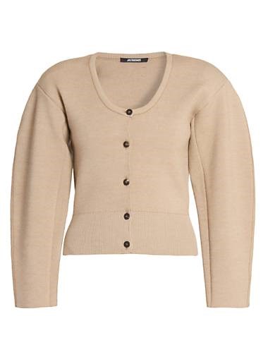 Jacquemus Кардиган Le Gilet Doppio из эластичной смеси мериносовой шерсти с длинными рукавами и U-образным вырезом 11014437