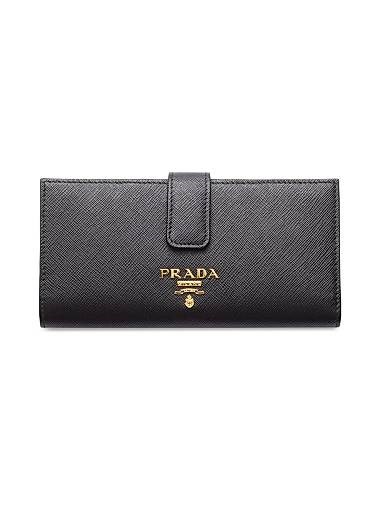 Prada Большой кошелек из сафьяновой кожи с 9 карманами, отделением для купюр и карманом на молнии 11019666